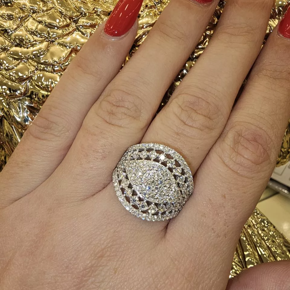 טבעת  יהלומי מעבדה יהלום 1.75 קראט זהב לבן 14 קראט