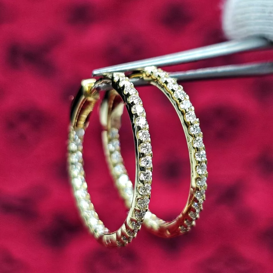 עגילי חישוק יהלומי מעבדה 0.70 קראט סך כל היהלומים